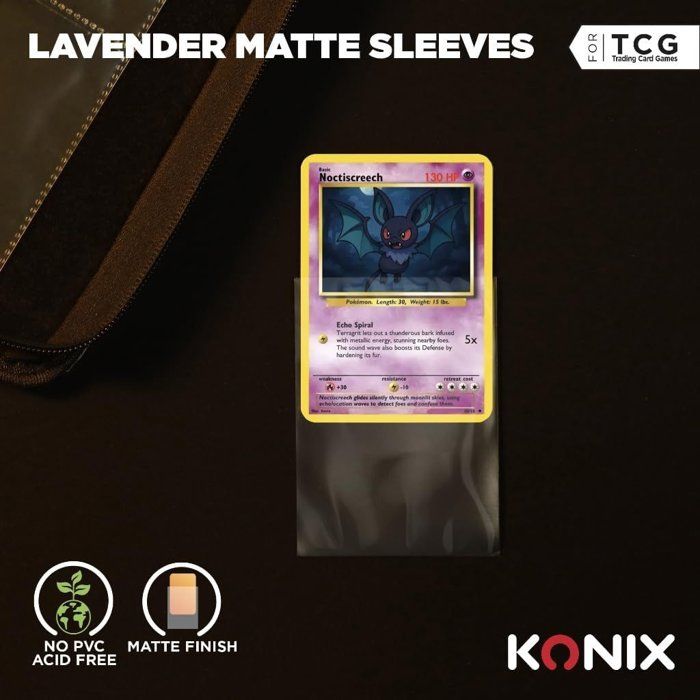 Protege-cartes - Konix - Matte Sleeves 66 x 91 mm pour compétition - 100 pochettes - Magic The Gathering, Pokémon - Rose lavande