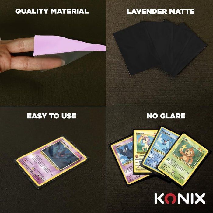 Protege-cartes - Konix - Matte Sleeves 66 x 91 mm pour compétition - 100 pochettes - Magic The Gathering, Pokémon - Rose lavande