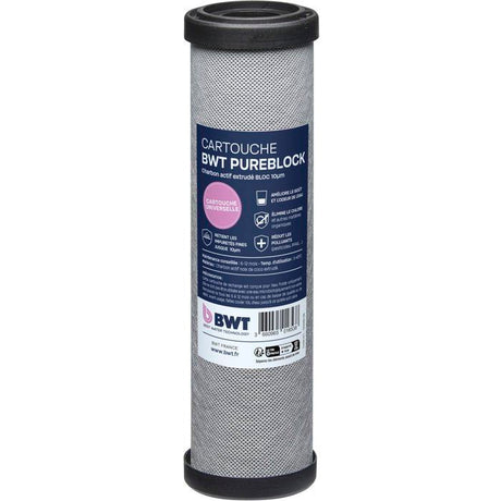 Cartouche charbon actif - BWT - PUREBLOCK 10 µm - Élimination goűts/odeurs/chlore/matieres organiques - Filtration de finition