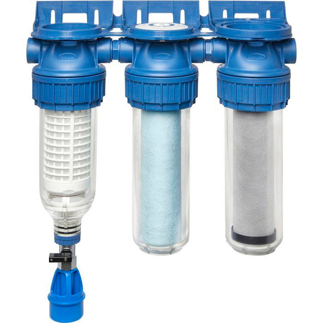 Station de filtration triplex - BWT - PURESKY 50 µm rétro-lavable + ARCTIC 20 µm + PUREBLOCK 10 µm