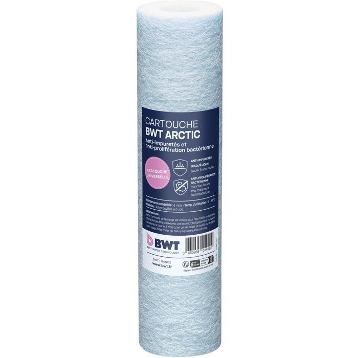 Lot de 3 cartouches filtrantes - BWT - ARCTIC-  20 µm - Traitement bactériostatique - Compatibles 10''