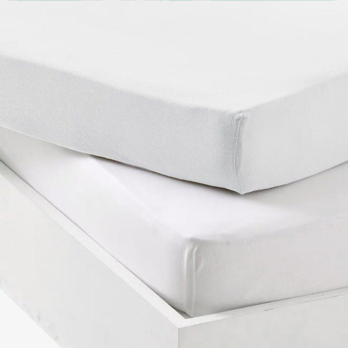 Lot de 2 draps housse - MON PTIT DODO - Jersey 100% coton - 60 x 120 cm - Blanc