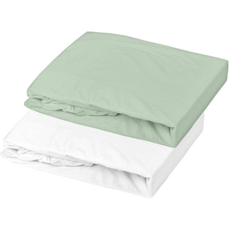 Lot de 2 draps housse - MON PTIT DODO - Jersey 100% coton - 60 x 120 cm - Blanc et vert de gris