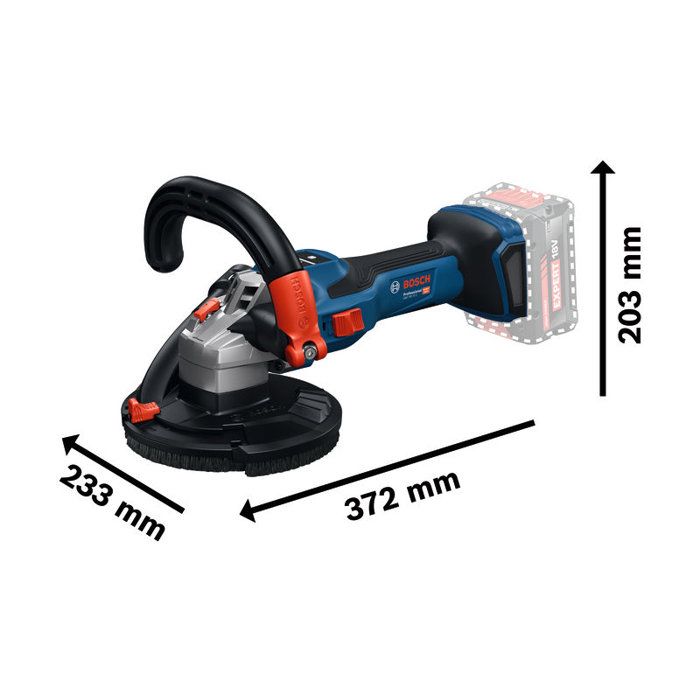 Ponceuse béton sans fil BOSCH PROFESSIONAL - GBR 18V-15 S - Sans batterie ni chargeur - Coffret + clé argot + couronne + meule