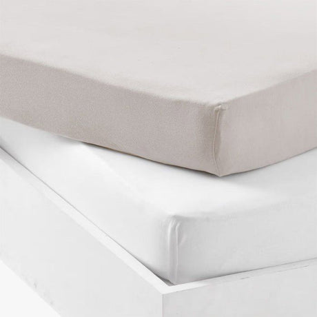Lot de 2 draps housse - MON PTIT DODO - Jersey 100% coton - 70 x 140 cm - Blanc et gris souris