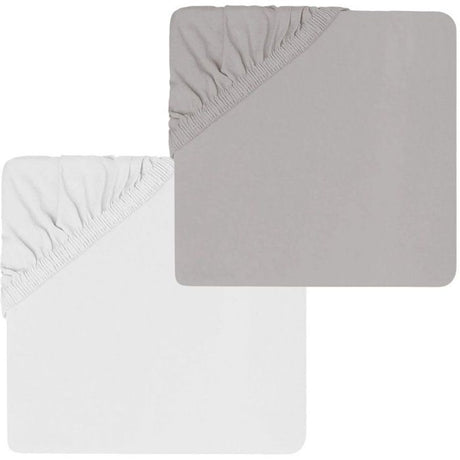 Lot de 2 draps housse - MON PTIT DODO - Jersey 100% coton - 70 x 140 cm - Blanc et gris souris