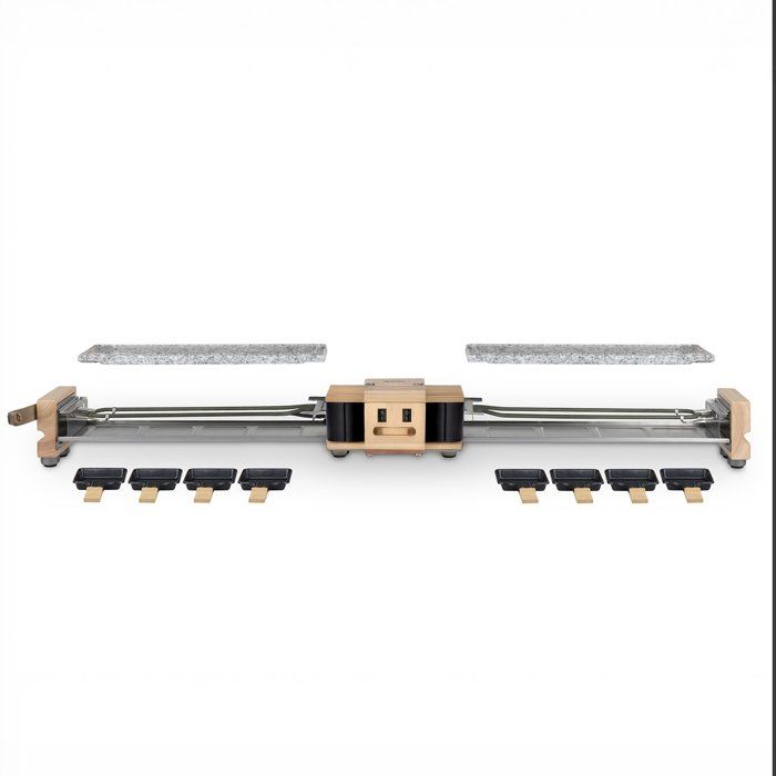 Appareil a raclette - HKoeNIG - WOD362 - 1400 W - Jusqu'a 8 personnes - Pierre a cuire base rotative - Design bois