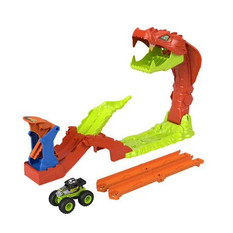 Coffret Monster Trucks - JJN44 - Bone Shaker inclus - 4 pistes 15 cm - Lanceur et éléments repositionnables
