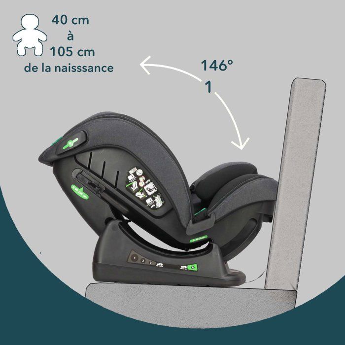Siege auto réversible évolutif - BAMBISOL - AY913PLUSN - Groupe 0+/1/2/3 - I-Size - Inclinable - Réducteur - Noir