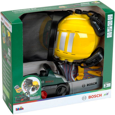 Set bűcheron Bosch - KLEIN - 8197 - Tronçonneuse électronique, casque avec visiere et gants - Jouet d'imitation - Des 3 ans
