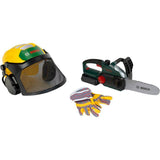 Set bűcheron Bosch - KLEIN - 8197 - Tronçonneuse électronique, casque avec visiere et gants - Jouet d'imitation - Des 3 ans