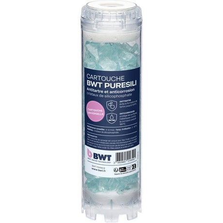 Cartouche antitartre - BWT - PURESILI - Cristaux silicophosphates - Antitartre jusqu'a 100 °C - Anticorrosion jusqu'a 180 °C
