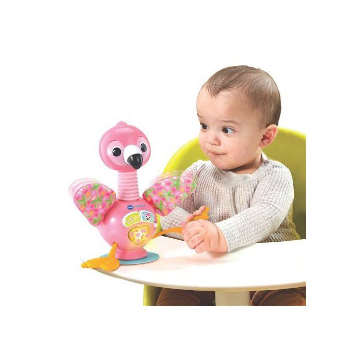 VTECH Flamingo Rigolo — Jouet d'éveil flamant rose 9-36 mois, sons, mélodies et ventouse