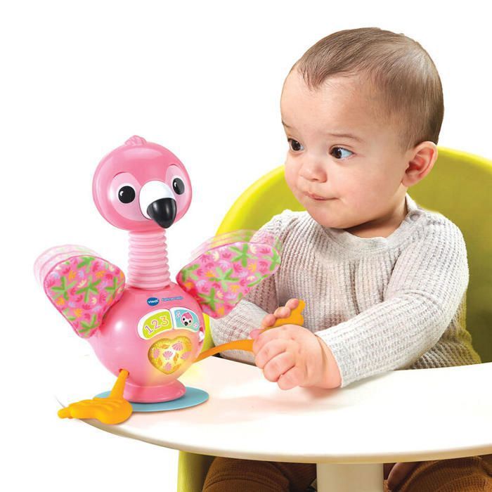 VTECH Flamingo Rigolo — Jouet d'éveil flamant rose 9-36 mois, sons, mélodies et ventouse