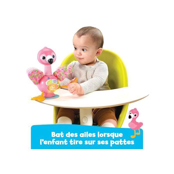 VTECH Flamingo Rigolo — Jouet d'éveil flamant rose 9-36 mois, sons, mélodies et ventouse
