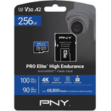 PNY Pro Elite High Endurance - Carte mémoire microSDXC - 256 Go - UHS-I C10 U3 V30 A2 - 100/90 Mo/s
