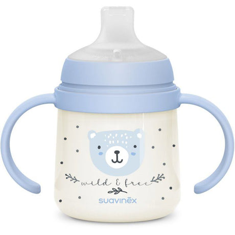 Biberon avec anses - SUAVINEX - NIGHT&DAY WILD&FREE - 150 ml - 6 mois et plus - Bleu