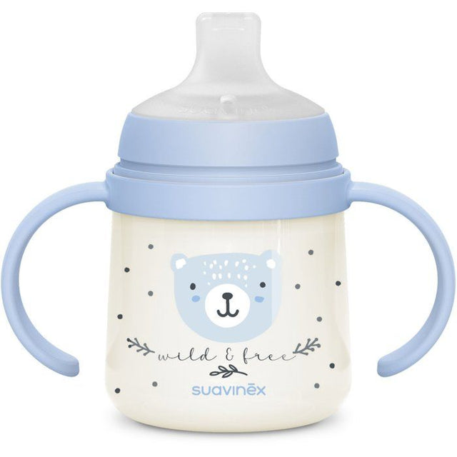 Biberon avec anses - SUAVINEX - NIGHT&DAY WILD&FREE - 150 ml - 6 mois et plus - Bleu