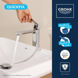 Mitigeur de lavabo - GROHE DICE - Taille XL - Corps lisse sans vidage - Chrome