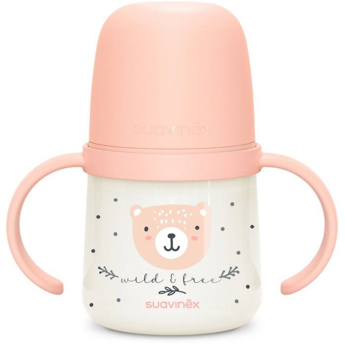 Biberon avec anses - SUAVINEX - NIGHT&DAY WILD&FREE - 150 ml - 6 mois et plus - Rose