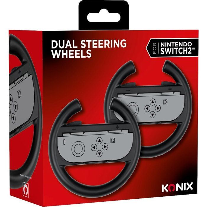 Paire de volants de course - Manettes Joy-Con Nintendo Switch 2 - Konix - Plastique - Noir