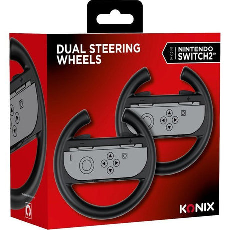 Paire de volants de course - Manettes Joy-Con Nintendo Switch 2 - Konix - Plastique - Noir