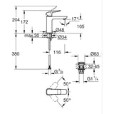 Mitigeur de lavabo - GROHE DICE - Taille M - Vidage clic-clac - Noir mat