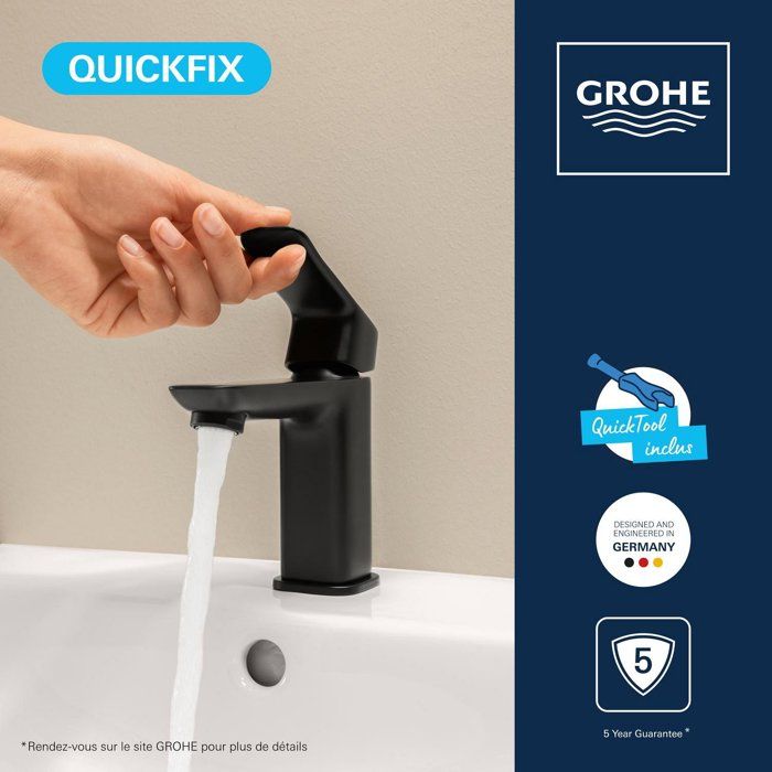 Mitigeur de lavabo - GROHE DICE - Taille S - Clic-clac - Noir mat