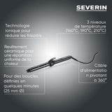 Fer a boucler ionique - SEVERIN - LG 0822 - 3 températures (160, 190, 210 °C) - Cordon 360° de 2,8 m - 1600 W - Noir