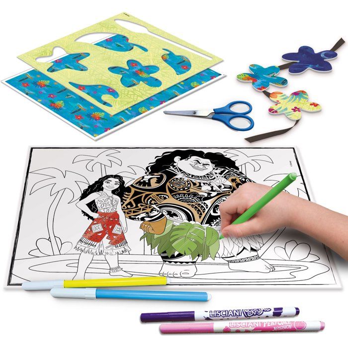 École de dessins avec table lumineuse - Vaiana 2 - LISCIANIGIOCHI - Kit Dessin - Table A4 - Pochoirs & Autocollants - Des 5 ans