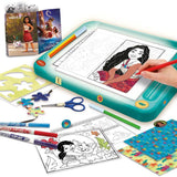 École de dessins avec table lumineuse - Vaiana 2 - LISCIANIGIOCHI - Kit Dessin - Table A4 - Pochoirs & Autocollants - Des 5 ans