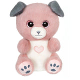 Peluche chien - GIPSY TOYS - CANDY - rose poudré et gris - 23 cm - coeur sur le ventre