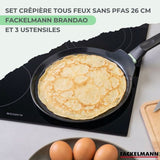 Set chandeleur crepiere - FACKELMANN - BRANDAO - Ř 26 cm - 3 ustensiles