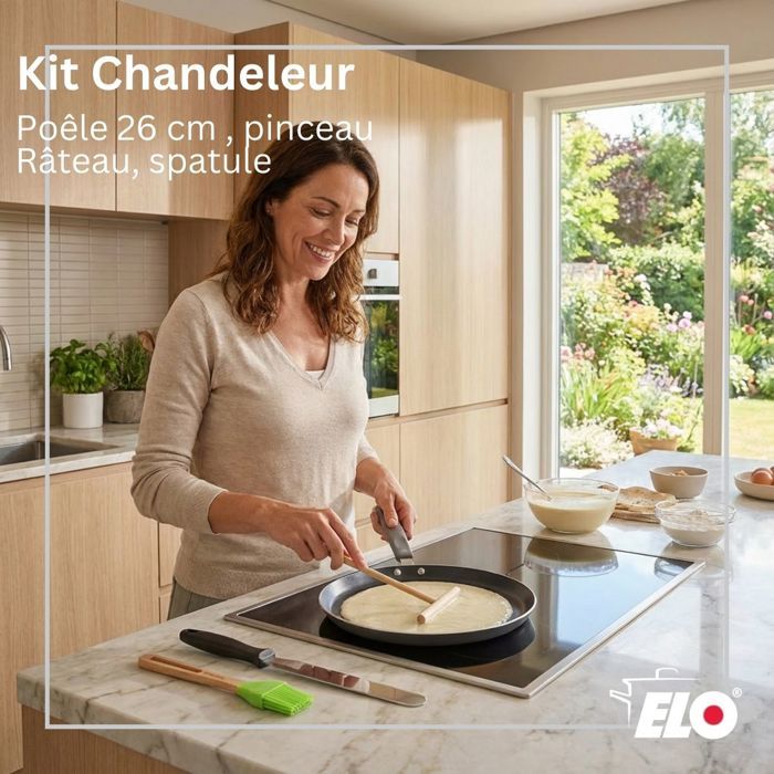 Set chandeleur crepiere - ELO - Ducato - Ř 26 cm - 3 ustensiles
