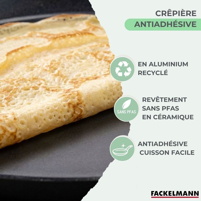 Set chandeleur crepiere - FACKELMANN - BRANDAO - Ř 26 cm - 3 ustensiles