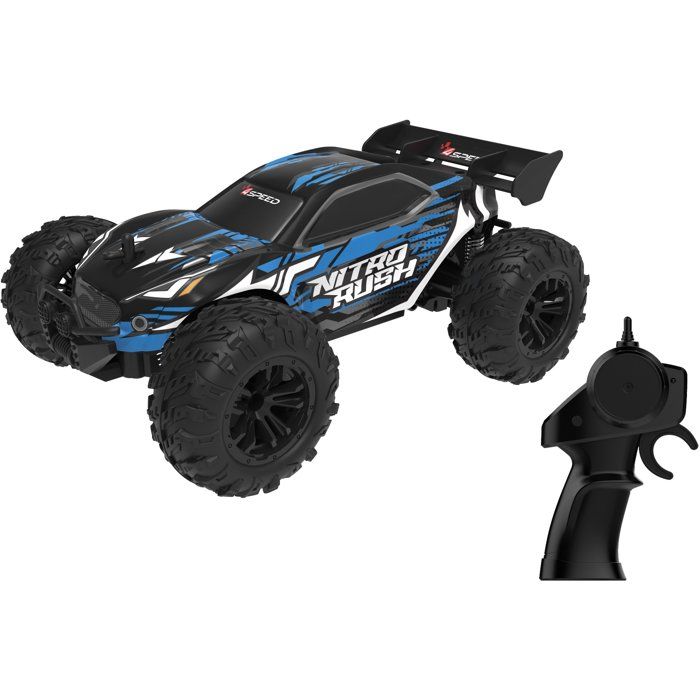 Voiture radiocommandée - 4SPEED - Nitro Rush - Echelle 1/18 - 2,4 GHz - Tout-terrain - Batterie rechargeable - 10 km/h - Dès 5 ans