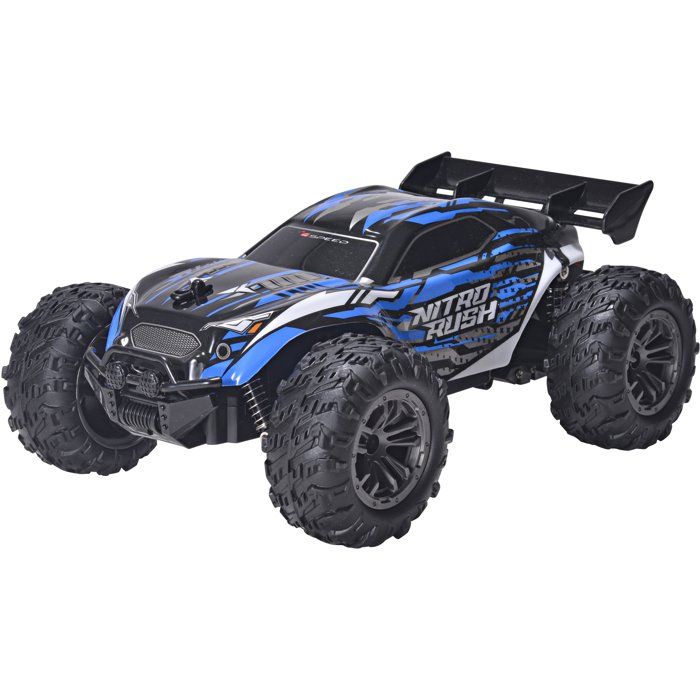 Voiture radiocommandée - 4SPEED - Nitro Rush - Echelle 1/18 - 2,4 GHz - Tout-terrain - Batterie rechargeable - 10 km/h - Dès 5 ans