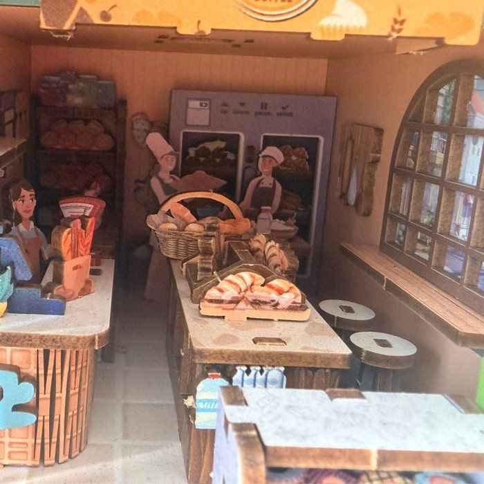 Book Nook - Kit DIY a construire Maquette 3D Serre Livre - Boulangerie Nookland - 10 x 19 x 29 cm
