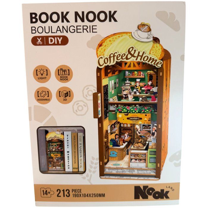 Book Nook - Kit DIY a construire Maquette 3D Serre Livre - Boulangerie Nookland - 10 x 19 x 29 cm