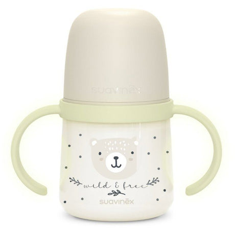 Biberon avec anses - SUAVINEX - NIGHT&DAY WILD&FREE - 150 ml - 6 mois et plus - Gris