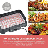 Barbecue électrique de table - SEVERIN - PG8593 - 2000 W - Surface de cuisson 38 x 22 cm - Grille Inox - Thermostat réglable - Noir