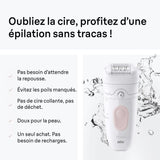 Épilateur électrique - BRAUN - SE5-011 - 2 modes - 40 min - Étanche - Blanc / Rose
