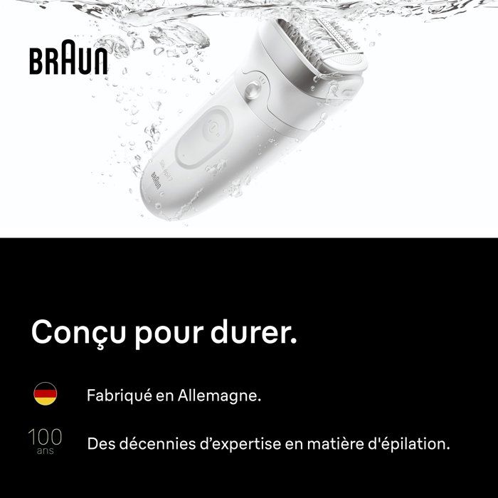 Épilateur électrique - BRAUN - SE7-011 - 2 modes - 40 min - Étanche - Blanc
