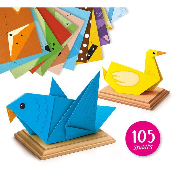 KIDS ART Origami Lab - LISCIANIGIOCHI - Origami - 105 Feuilles & 50 Modeles - Socles Bois - Des 7 ans