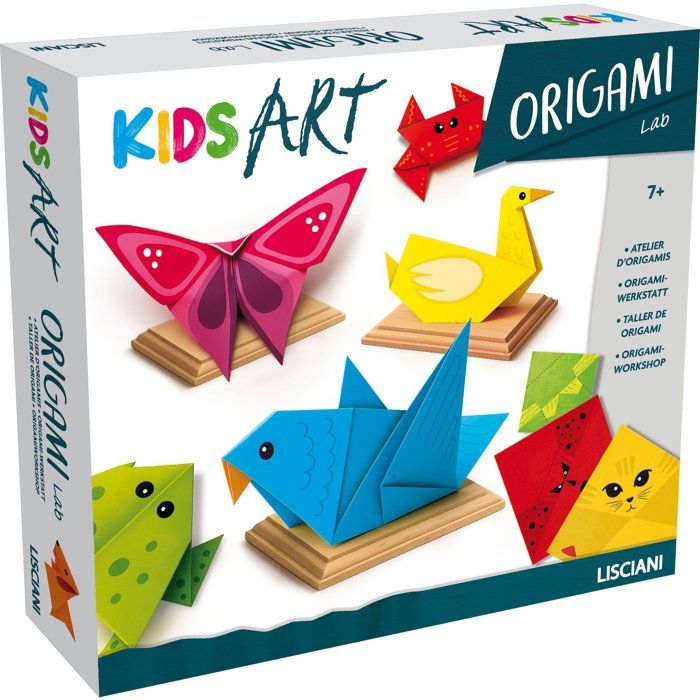 KIDS ART Origami Lab - LISCIANIGIOCHI - Origami - 105 Feuilles & 50 Modeles - Socles Bois - Des 7 ans