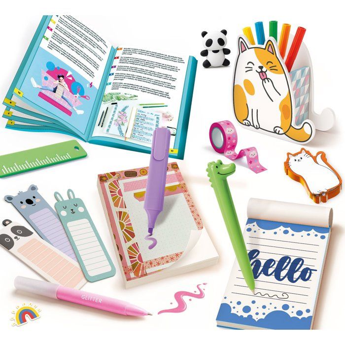 KIDS ART Stationary Lab - LISCIANIGIOCHI - Papeterie Créative - Marqueurs & Autocollants - Accessoires Kawaii - Des 7 ans