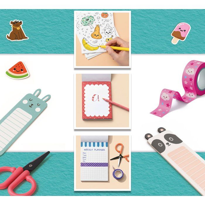 KIDS ART Stationary Lab - LISCIANIGIOCHI - Papeterie Créative - Marqueurs & Autocollants - Accessoires Kawaii - Des 7 ans