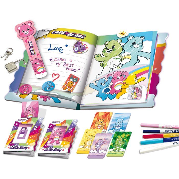 Création journal secret - Les Bisounours - LISCIANIGIOCHI - Journal Intime - Cadenas - Feutres magiques - Des 5 ans