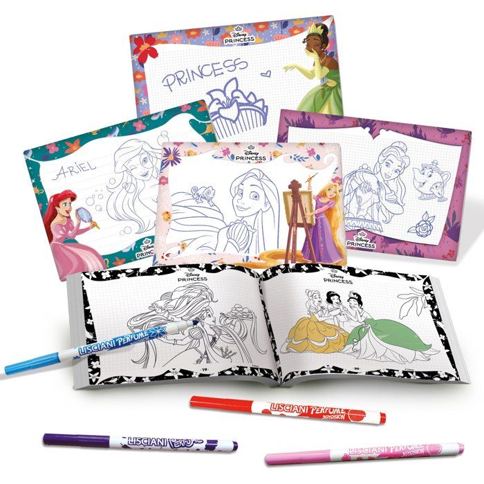 École de dessins + Feutres parfumés - Princesses - LISCIANIGIOCHI - Kit Dessin - Ardoises effaçables - Des 4 ans