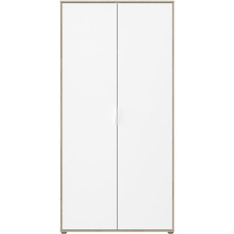 Armoire de chambre AALBORG - Décor Blanc et chene - 2 portes battantes - L100 x P50,2 x H204,3 cm - PARISOT